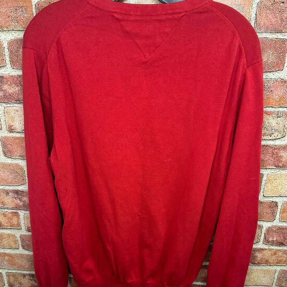Classic red V-Neck preppy old money quiet luxury Sweater size L - Picture 3 of 9